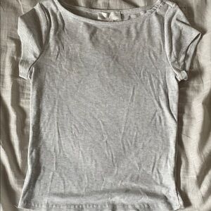 Sadie & Sage Light Gray Ribbed Short Sleeve Tee
